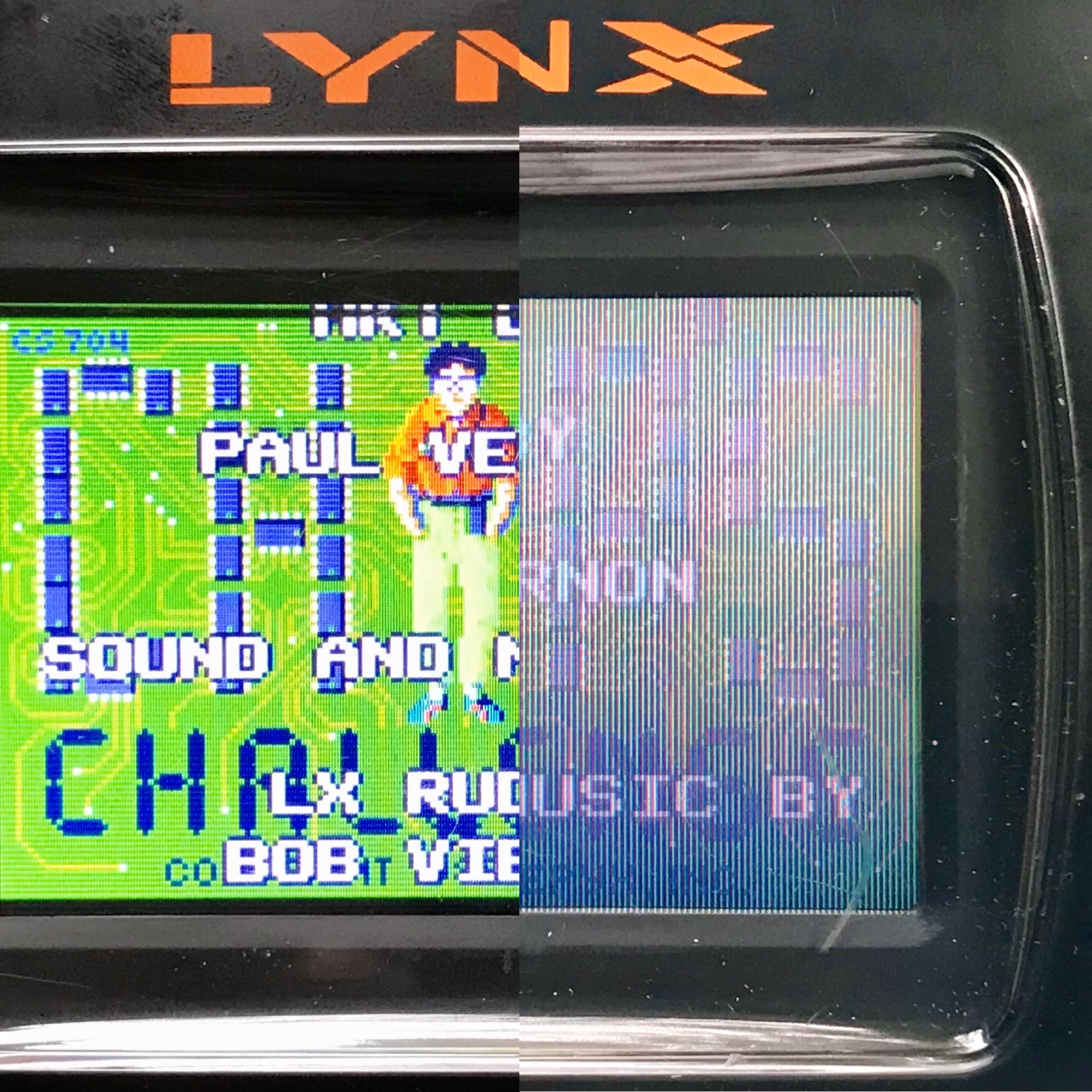 Comparison of BennVenn aftermarket Atari Lynx screen versus the OEM original