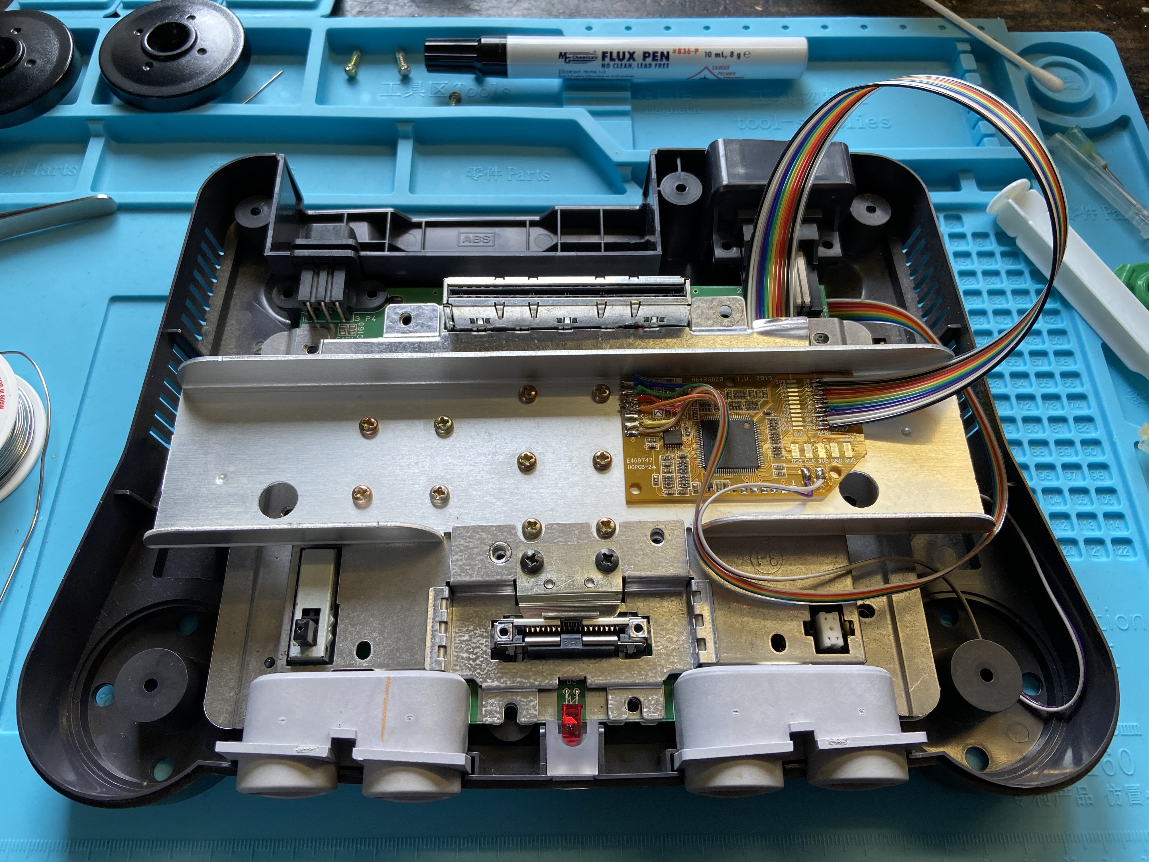 Tim Worthington Nintendo 64 RGB kit installed and ready to test