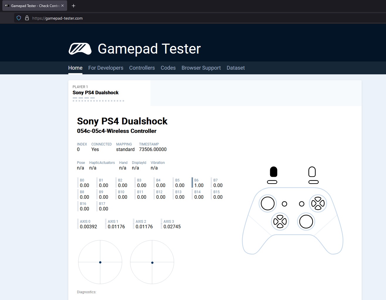 DualShock 4 Gamepad Tester