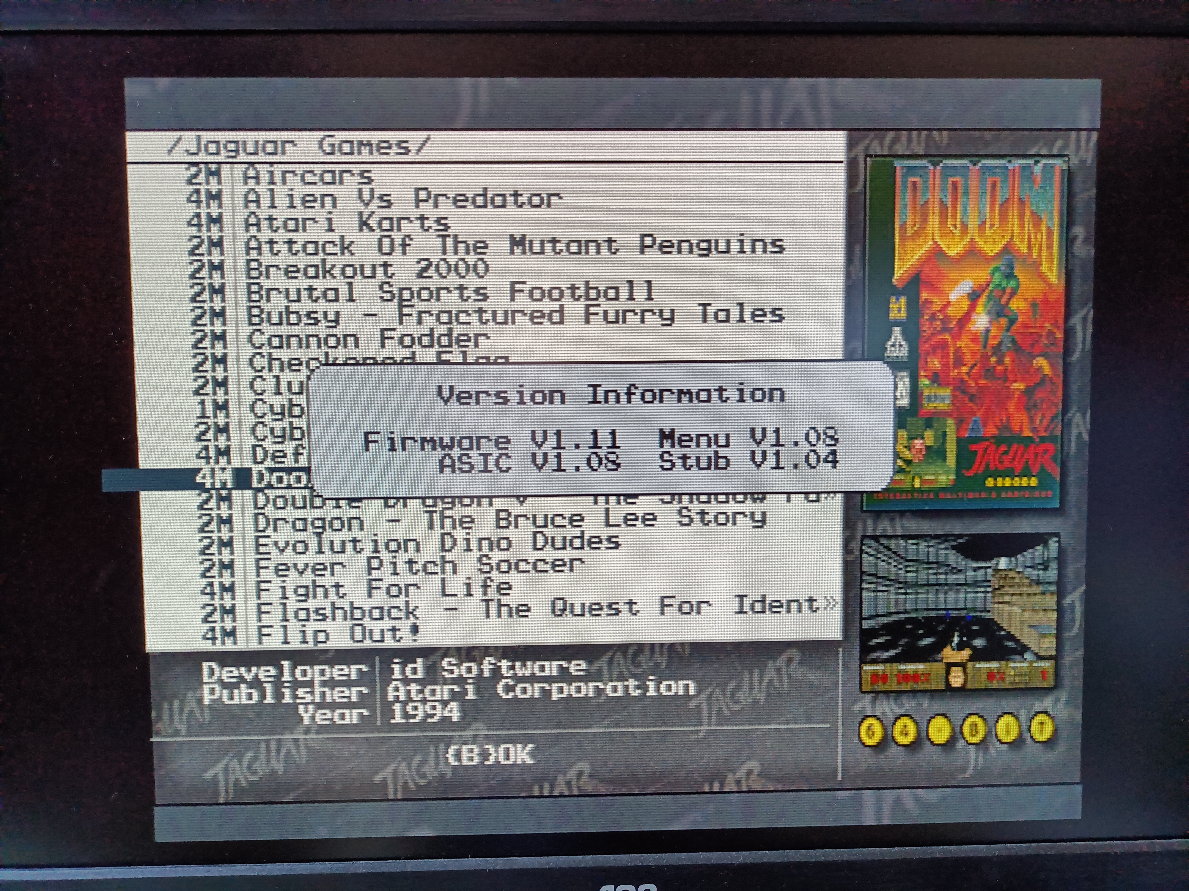 Atari Jaguar GameDrive menu