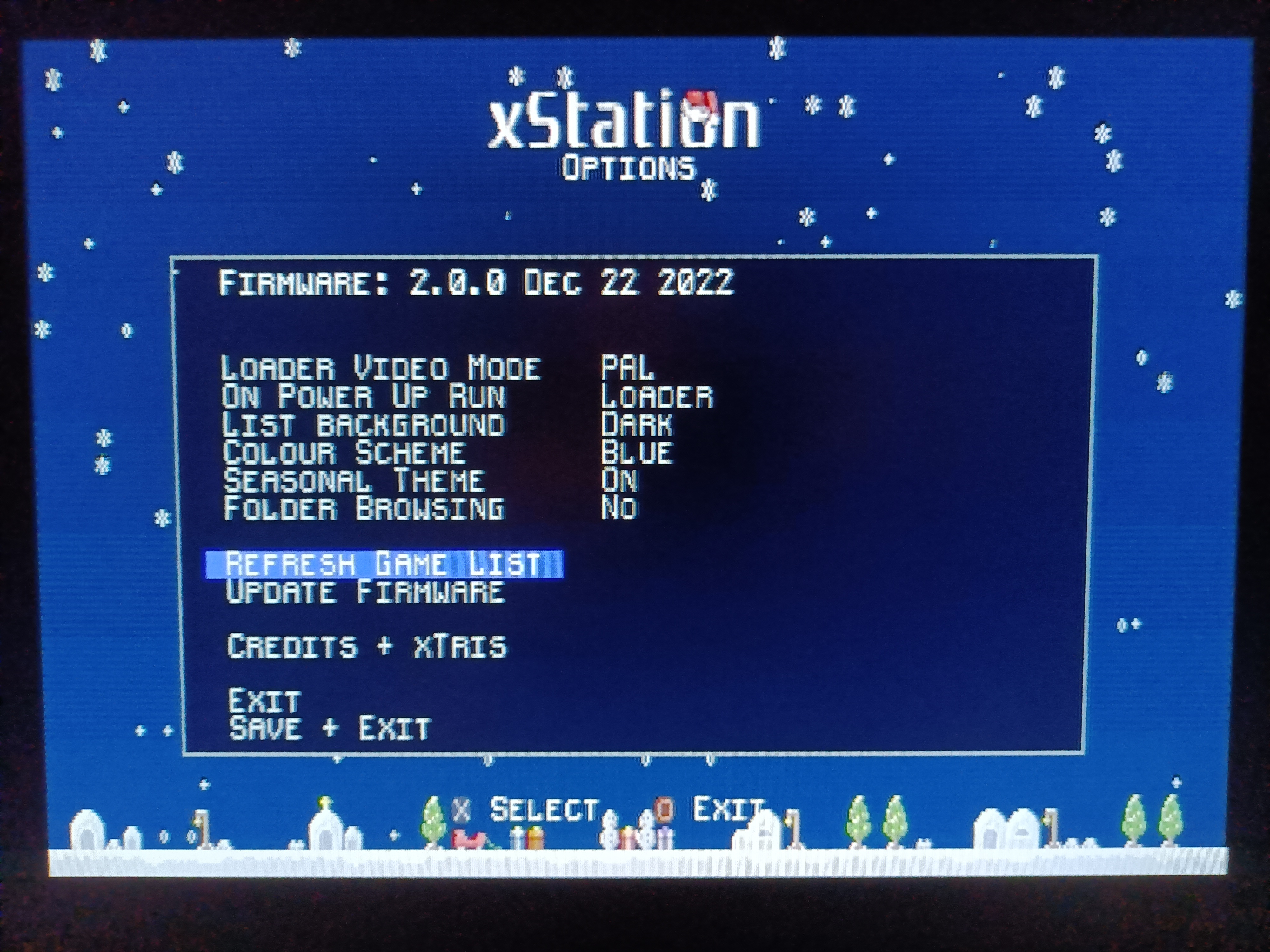 xStation options screen
